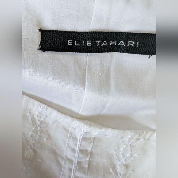Elie Tahari Perfect Summer White Boho Dainty Embelished Midi Skirt Size M - Picture 4 of 12